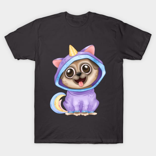 Pug in a unicorn suit T-Shirt by ekossa_art